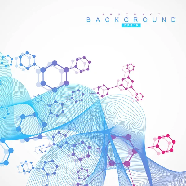 接続回線とドットの幾何学的な抽象的な背景。構造分子と通信します。あなたの設計のための科学的概念。医療、技術、科学の背景。ベクトル図. — ストックベクタ