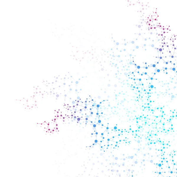 Yapı molekülü ve iletişim. DNA, atom, nöronlar. Tasarımınız için bilimsel bir kavram. Noktalarla birleştirilmiş çizgiler. Tıp, teknoloji, kimya, bilim geçmişi. Vektör illüstrasyonu.