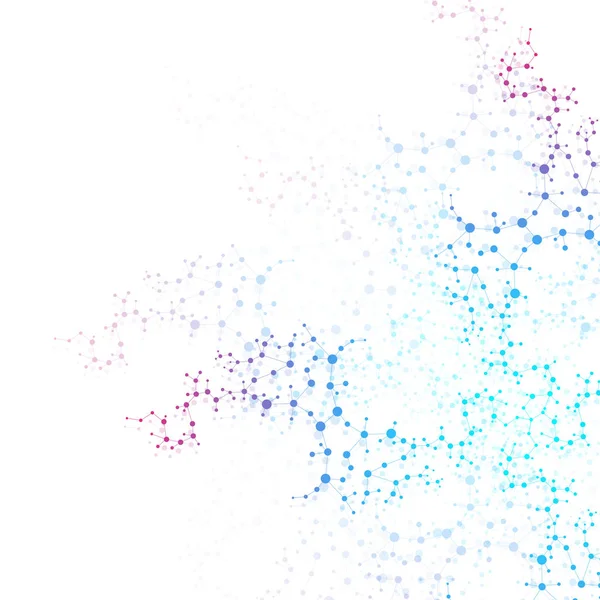 Szerkezeti molekula és kommunikáció. DNS, atom, neuronok. Tudományos koncepció a tervedhez. Összekapcsolt vonalak pontokkal. Orvosi, technológiai, kémiai, tudományos háttér. Vektorillusztráció. — Stock Vector