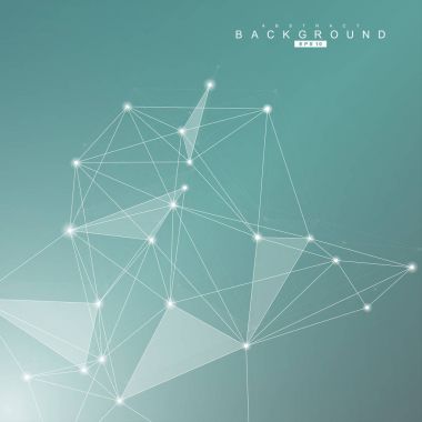 Bağlantılı çizgi ve noktalar ile geometrik arka plan. Yapısı molekül ve iletişim. Bilimsel kavram tasarımınız için. Tıp, teknoloji, bilim arka plan. Vektör çizim.
