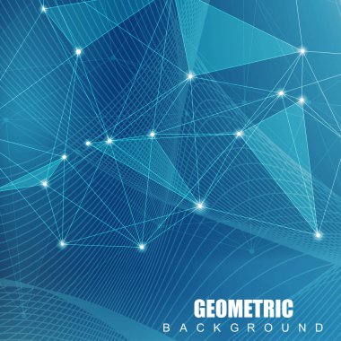 Bağlantılı çizgi ve noktalar ile geometrik arka plan. Yapısı molekül ve iletişim. Bilimsel kavram tasarımınız için. Tıp, teknoloji, bilim arka plan. Vektör çizim.