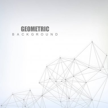 Bağlantılı çizgi ve noktalar ile geometrik arka plan. Yapısı molekül ve iletişim. Bilimsel kavram tasarımınız için. Tıp, teknoloji, bilim arka plan. Vektör çizim.