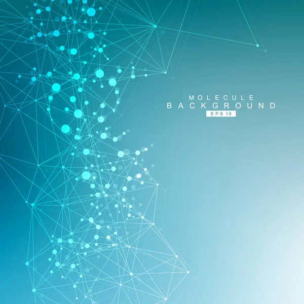 Yapı molekülü ve iletişim. DNA, atom, nöronlar. Tasarımınız için bilimsel bir kavram. Noktalarla birleştirilmiş çizgiler. Tıp, teknoloji, kimya, bilim geçmişi. Vektör illüstrasyonu.