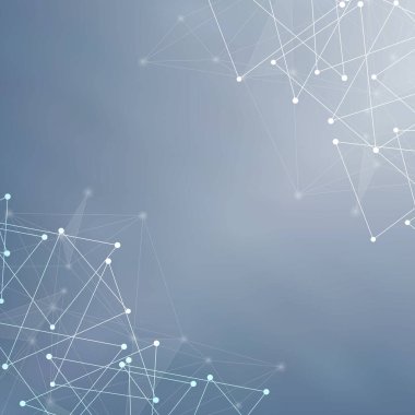 Bağlantılı çizgi ve noktalar ile geometrik arka plan. Yapısı molekül ve iletişim. Bilimsel kavram tasarımınız için. Tıp, teknoloji, bilim arka plan. Vektör çizim.