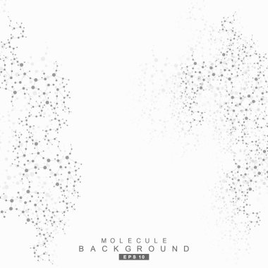 Yapı molekülü ve iletişim. DNA, atom, nöronlar. Tasarımınız için bilimsel bir kavram. Noktalarla birleştirilmiş çizgiler. Tıp, teknoloji, kimya, bilim geçmişi. Vektör illüstrasyonu.