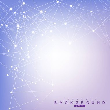 Bağlantılı çizgi ve noktalar ile geometrik arka plan. Yapısı molekül ve iletişim. Bilimsel kavram tasarımınız için. Tıp, teknoloji, bilim arka plan. Vektör çizim.
