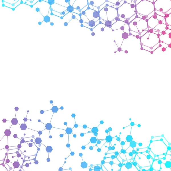 Yapı molekülü ve iletişim. DNA, atom, nöronlar. Tasarımınız için bilimsel bir kavram. Noktalarla birleştirilmiş çizgiler. Tıp, teknoloji, kimya, bilim geçmişi. Vektör illüstrasyonu. — Stok Vektör