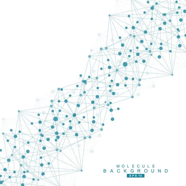 Yapı molekülü ve iletişim. DNA, atom, nöronlar. Tasarımınız için bilimsel bir kavram. Noktalarla birleştirilmiş çizgiler. Tıp, teknoloji, kimya, bilim geçmişi. Vektör illüstrasyonu.