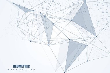 Bağlantılı çizgi ve noktalar ile geometrik arka plan. Yapısı molekül ve iletişim. Bilimsel kavram tasarımınız için. Tıp, teknoloji, bilim arka plan. Vektör çizim.