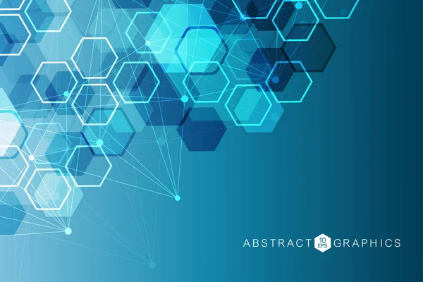 Fondo abstracto geométrico con línea y puntos conectados. Molécula de estructura y comunicación. Visualización de Big Data. Medicina, tecnología, antecedentes científicos. Ilustración vectorial. — Archivo Imágenes Vectoriales