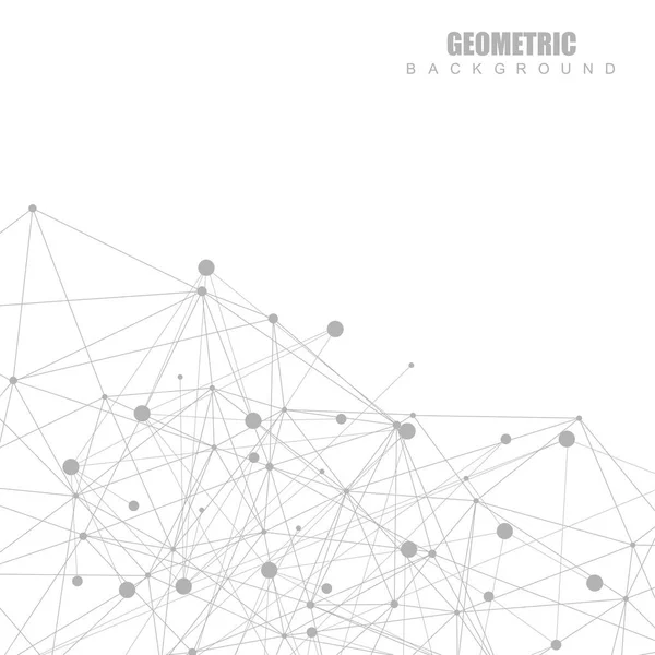 Geometrische abstracte achtergrond met verbonden lijn en stippen. Structuur molecuul en communicatie. Big Data Visualisatie. Medische, technologische, wetenschappelijke achtergrond. Vectorillustratie. — Stockvector