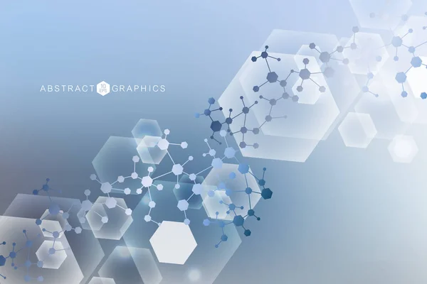 Structure molécule et communication. ADN, atome, neurones. Concept scientifique pour votre design. Lignes connectées avec des points. Médecine, technologie, chimie, sciences. Illustration vectorielle. — Image vectorielle