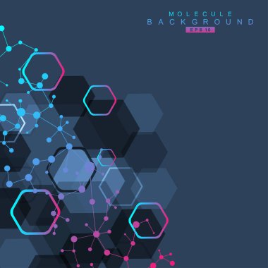 Bağlantılı çizgi ve noktalar ile geometrik arka plan. Yapısı molekül ve iletişim. Bilimsel kavram tasarımınız için. Tıp, teknoloji, bilim arka plan. Vektör çizim.