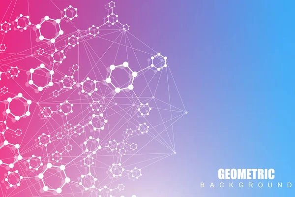 Fundo abstrato geométrico com linha conectada e pontos. Estrutura molécula e comunicação. Conceito científico para o seu projeto. Médico, tecnologia, formação científica. Ilustração vetorial . —  Vetores de Stock