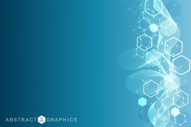 Bağlantılı çizgi ve noktalar ile geometrik arka plan. Yapısı molekül ve iletişim. Bilimsel kavram tasarımınız için. Tıp, teknoloji, bilim arka plan. Vektör çizim.