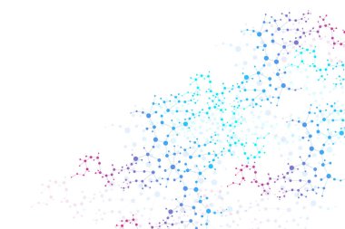 Yapı molekülü ve iletişim. DNA, atom, nöronlar. Tasarımınız için bilimsel bir kavram. Noktalarla birleştirilmiş çizgiler. Tıp, teknoloji, kimya, bilim geçmişi. Vektör illüstrasyonu.