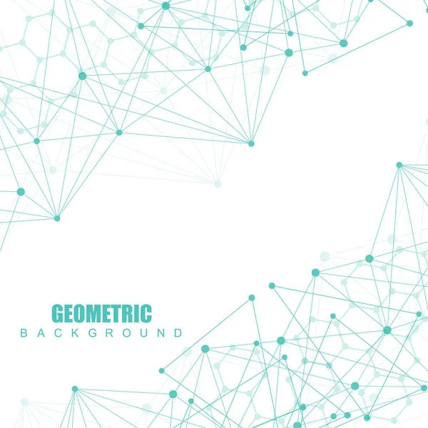 Fundo abstrato geométrico com linha conectada e pontos. Visualização de Big Data. Vetor de conexão de rede global. Comunicação gráfica simples. Tecnologia, ciência de base . — Vetor de Stock