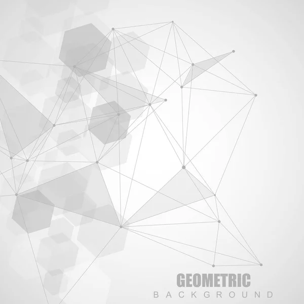 Moderne futuristische achtergrond van het wetenschappelijke hexagonale patroon. Virtuele abstracte achtergrond met deeltjes, moleculestructuur voor geneeskunde, technologie, chemie, wetenschap. Sociale netwerkvector. — Stockvector