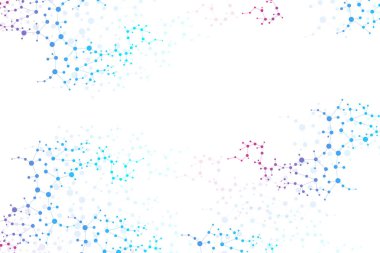 Yapı molekülü ve iletişim. DNA, atom, nöronlar. Tasarımınız için bilimsel bir kavram. Noktalarla birleştirilmiş çizgiler. Tıp, teknoloji, kimya, bilim geçmişi. Vektör illüstrasyonu.