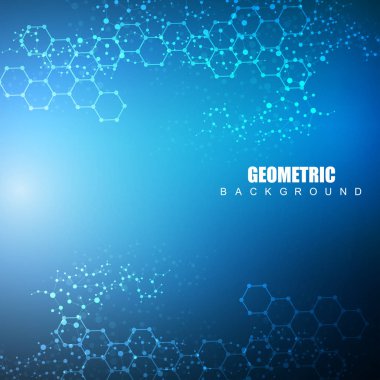 Altıgen soyut arkaplan. Büyük Veri Görselleştirme. Genel ağ bağlantısı. Tıp, teknoloji, bilim geçmişi. Vektör illüstrasyonu.