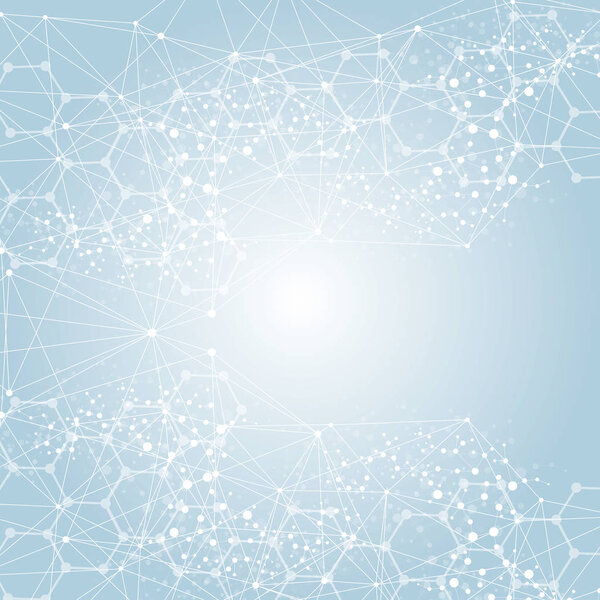 Hexagonal abstract background. Big Data Visualization. Global network connection. Medical, technology, science background. Vector illustration.