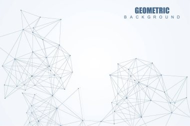 Bağlantılı çizgi ve noktalar ile geometrik arka plan. Yapısı molekül ve iletişim. Bilimsel kavram tasarımınız için. Tıp, teknoloji, bilim arka plan. Vektör çizim.