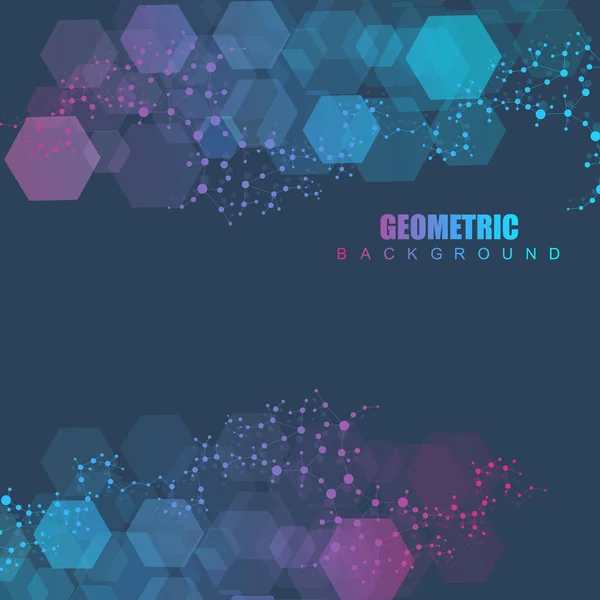 Hexagonale abstracte achtergrond. Big Data Visualisatie. Wereldwijde netwerkverbinding. Medische, technologische, wetenschappelijke achtergrond. Vectorillustratie. — Stockvector