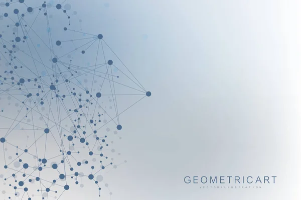 Struktur Molekül und Kommunikation. Dna, Atom, Neuronen. Wissenschaftliches Konzept für Ihr Design. Verbundene Linien mit Punkten. Medizin, Technologie, Chemie, wissenschaftlicher Hintergrund. Vektorillustration. — Stockvektor