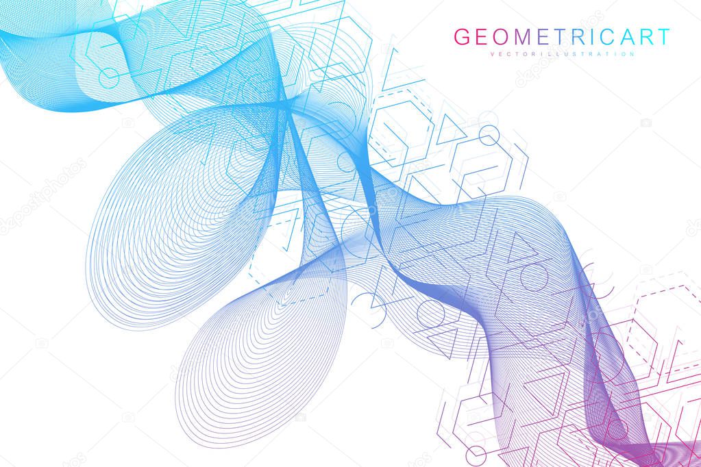 Structure molecule and communication. Dna, atom, neurons. Scientific concept for your design. Connected lines with dots. Medical, technology, chemistry, science background. Vector illustration.