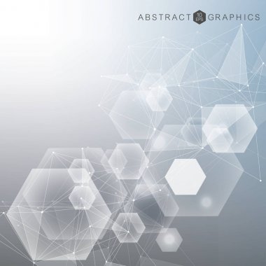Altıgen soyut arkaplan. Büyük Veri Görselleştirme. Genel ağ bağlantısı. Tıp, teknoloji, bilim geçmişi. Vektör illüstrasyonu.