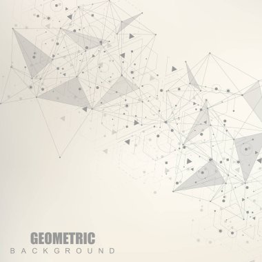 Bağlantılı çizgi ve noktalar ile geometrik arka plan. Yapısı molekül ve iletişim. Bilimsel kavram tasarımınız için. Tıp, teknoloji, bilim arka plan. Vektör çizim.
