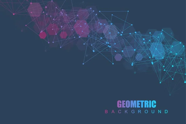 Fond futuriste moderne du modèle hexagonal scientifique. Fond abstrait virtuel avec particule, structure moléculaire pour la médecine, la technologie, la chimie, la science. Réseau social vecteur — Image vectorielle