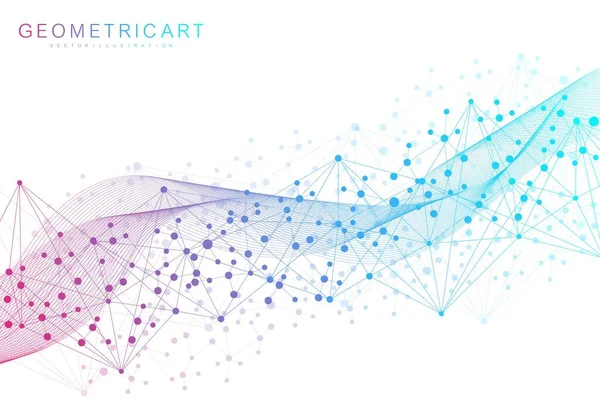 Struktur Molekül und Kommunikation. Dna, Atom, Neuronen. Wissenschaftliches Konzept für Ihr Design. Verbundene Linien mit Punkten. Medizin, Technologie, Chemie, wissenschaftlicher Hintergrund. Vektorillustration. — Stockvektor