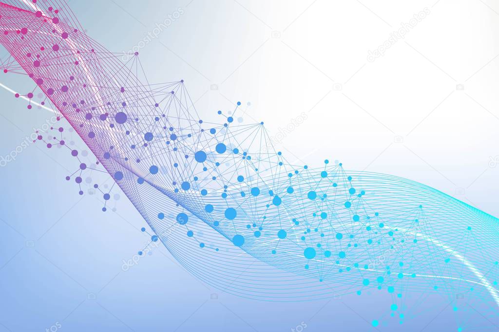 Big Data Visualization Background. Modern futuristic virtual abstract background. Science network pattern, connecting lines and dots. Global network connection .