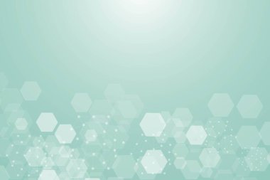 Bilim ağı şablonu, noktaları ve çizgileri birleştiriyor. Teknoloji altıgenlerin yapısı veya moleküler bağlantı elementleri.