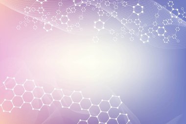 Yapı molekülü ve iletişim. DNA, atom, nöronlar. Tasarımınız için bilimsel bir kavram. Noktalarla birleştirilmiş çizgiler. Tıp, teknoloji, kimya, bilim geçmişi. Vektör illüstrasyonu.