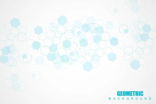 Science network pattern, connecting lines and dots. Technology hexagons structure or molecular connect elements. — Stock Vector