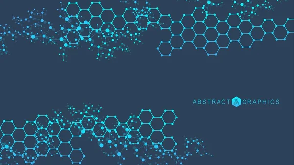 Structure molécule et communication. ADN, atome, neurones. Concept scientifique pour votre design. Lignes connectées avec des points. Médecine, technologie, chimie, sciences. Illustration vectorielle. — Image vectorielle