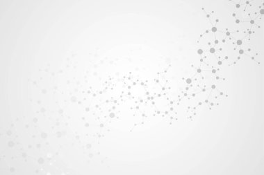 Yapı molekülü ve iletişim. DNA, atom, nöronlar. Tasarımınız için bilimsel bir kavram. Noktalarla birleştirilmiş çizgiler. Tıp, teknoloji, kimya, bilim geçmişi. Vektör illüstrasyonu.