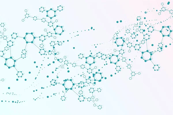 Padrão de rede científica, linhas de conexão e pontos. Estrutura de hexágonos de tecnologia ou elementos de conexão molecular. — Vetor de Stock