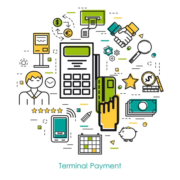 Linia koncepcja - Terminal płatności — Wektor stockowy