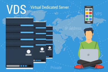 Virtual Dedicated Server on blue clipart