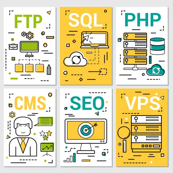 Six bannières verticales de concepts de programmation — Image vectorielle