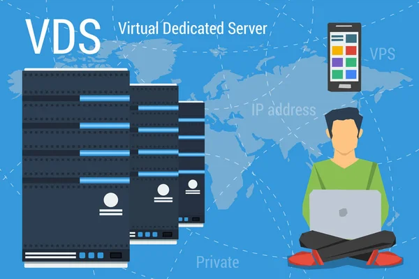 Εικονική Dedicated Server στο μπλε — Διανυσματικό Αρχείο