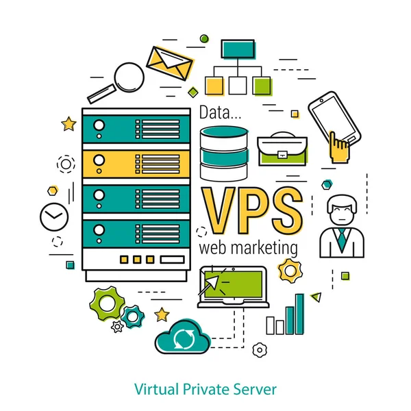 Consept VPS - Servidor Privado Virtual — Vetor de Stock