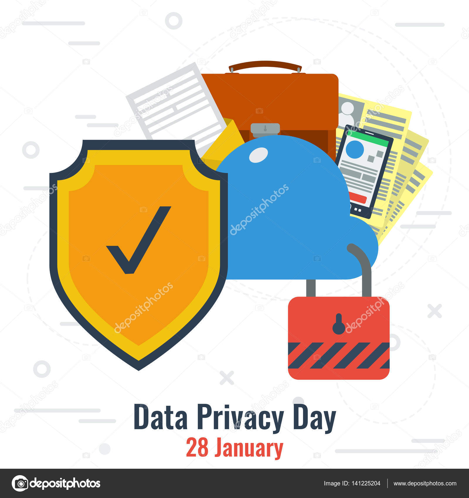 Data Privacy Day and Secure Cloud Storage — Stock Vector