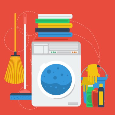 Temizlik maddeleri ve çamaşır makinesi