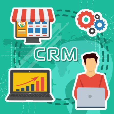 Greeen arka plan Crm kavramı - koyu çizgiler