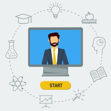 Öğretim görevlisi monitör düz çizimi