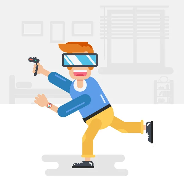 Garçon jouer avec VR — Image vectorielle